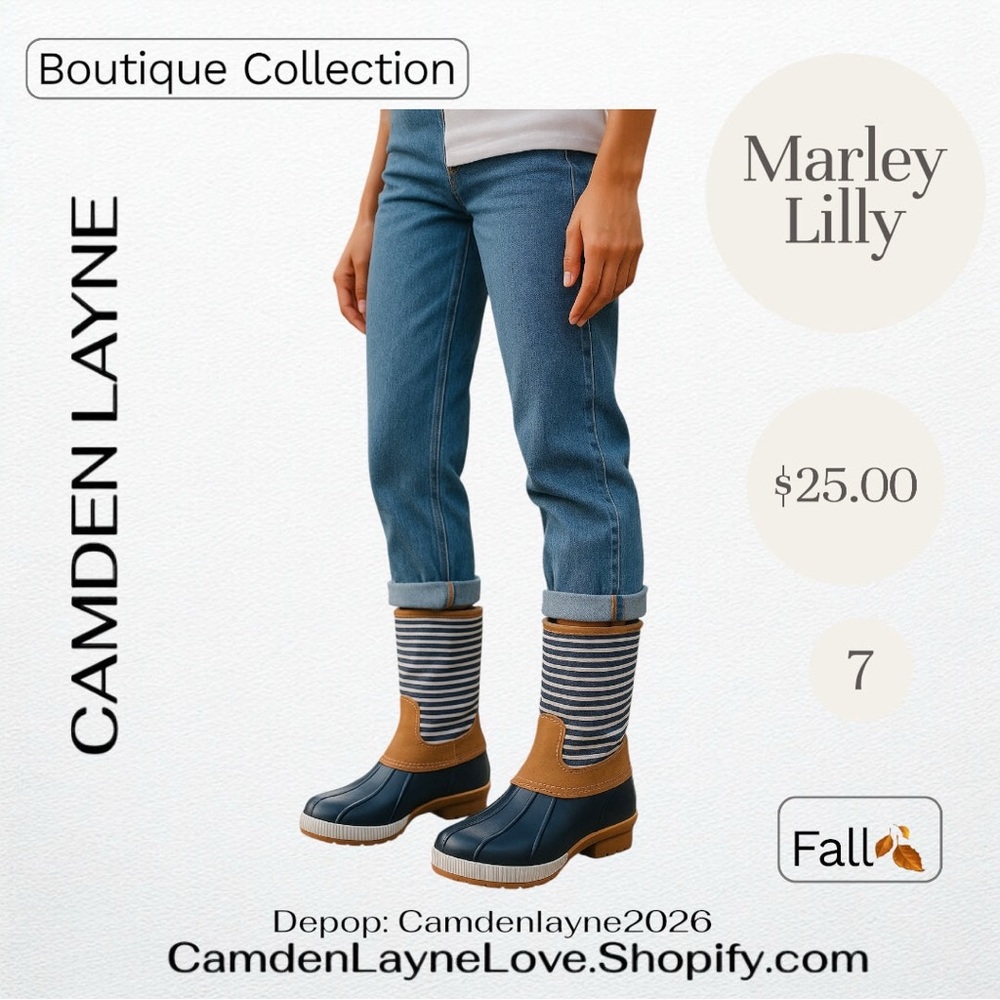 Marley Lilly’s Women's Blue and Tan Winter Boots - Picture 1 of 5